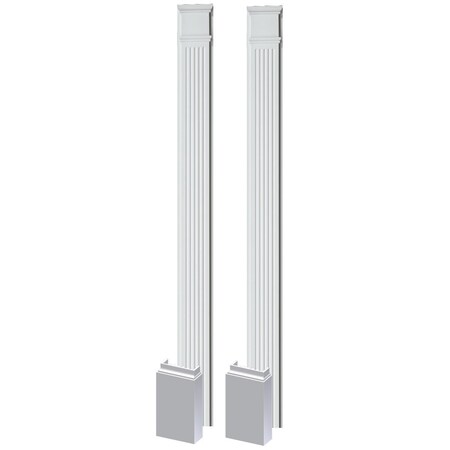 Ekena Millwork 9"W x 102"H x 3"P Fluted Pilaster w/ Adjustable Plinth Block PR PIL9X102